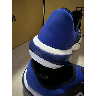 NIB $980 Fendi Men Forever Fendi Runner Sneakers Shoes White/Blue 9 US/42 Eu