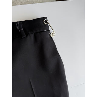 Versace Women's Black Safety Pin Wool Slim Pants 2 US (38 Eu) 1018021 NWT $1150