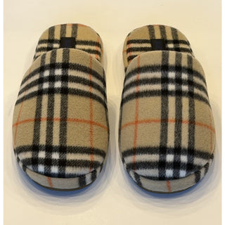 Burberry Check Wool Blend Slippers Beige Men 9 US (42 EUro) IT 8123284 NIB $525