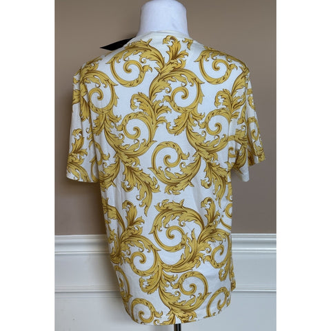 Versace Baroque Cotton Jersey T-Shirt White/Gold 6XL 1019460 NWT