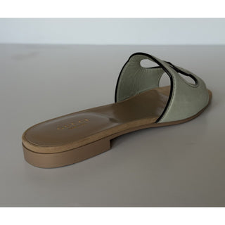 Gucci Interlocking G Green Leather Sandals 6 US (36 Euro) Italy 694451 NIB