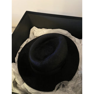 NWT $995 Saint Laurent Men Shaggy Felt Fedora Hat Black Size S Italy