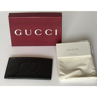 Gucci GG Jumbo Card Case Black Leather Men’s Black Wallet 812681 NIB