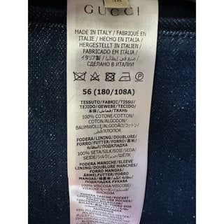 NWT $3600 Gucci Mens Washed Organic Denim Blazer Jacket DK Blue 46 US/56 Eu