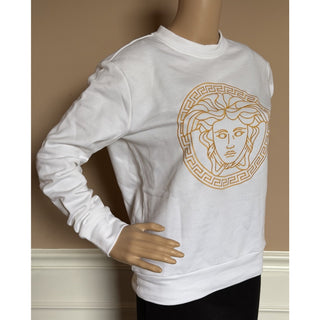 Versace Medusa Embroidered Sweatshirt Women’s White/Gold 10 US (44) 1019482 NWT