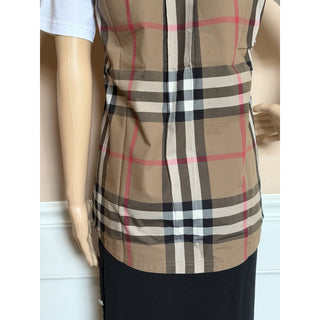 Burberry Nola Check Women’s White Short Sleeve T-shirt XS 8120998 NWT $560