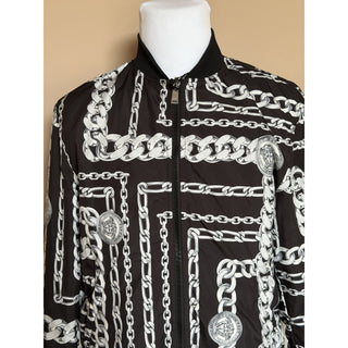 Versace Reversible Chain Print Bomber Jacket Black/Grey 42 US (52) 1012269 NWT