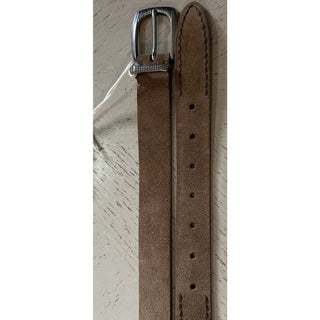 New Brunello Cucinelli Men Suede Buckle Silver Belt Brown 100/40 Italy