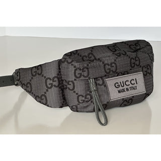 Gucci Maxi GG Logo Gray/Black Nylon Belt Bag 767934 IT NWOT