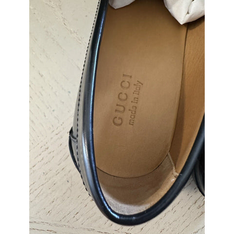 Gucci Mens GG Logo Leather Loafers Shoes Black/Beige 13.5 US/13 UK New 673817