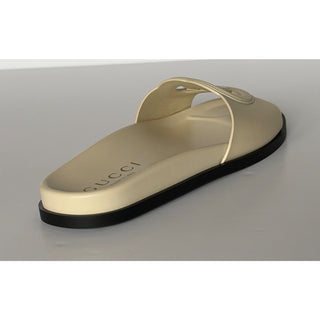 Gucci Interlocking G Leather Slide Sandals Ivory Women 9.5 US 39.5 Eu 818334 NIB