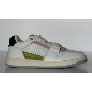 Versace Leather Mesh Sneakers White Pink Acid Green 8.5 US (38.5 Eu) 1023442 NIB