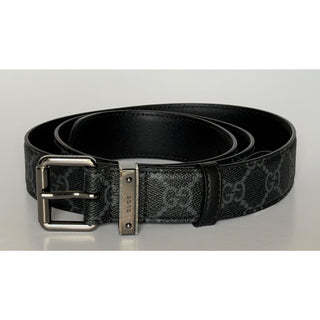 Gucci Men’s GG Emblem Belt Black Square Buckle 95/38 822150 Italy NIB