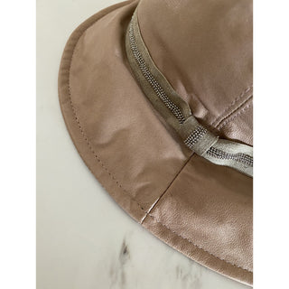 NWT Brunello Cucinelli Girl Leather Bucket Hat Brown Size 6
