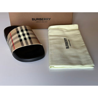 NIB Burberry Vintage Check Archive Beige Slide Sandals 10 US (43 Euro) 8023965