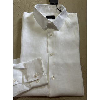 Giorgio Armani Men 100% Linen Shirt White Size 39/15.5 New $695 Italy