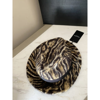 NWT Saint Laurent Womens Fedora Hat Beige/Black Size S Italy