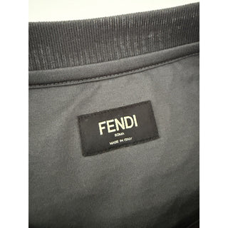 Fendi FF Logo Embroidered T-Shirt Black/Charcoal Base Men XXL FY0936 NWT $930