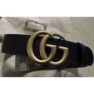 Gucci Women Leather GG Belt Black/Beige Size 80/32 NWT 400593