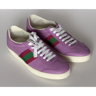 Gucci Women’s Web Leather Sneakers Wisteria Purple Pink 7.5 US (37.5) 858533 NIB