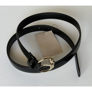 Gucci Metal Bamboo Detail Buckle Women's Black Leather Belt 90/36 IT 828330NWT