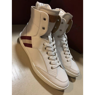 New $650 Bally Men Oldani Leather High-Top Sneakers White 8.5 US Italy