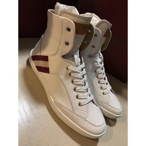 New $650 Bally Men Oldani Leather High-Top Sneakers White 8.5 US Italy