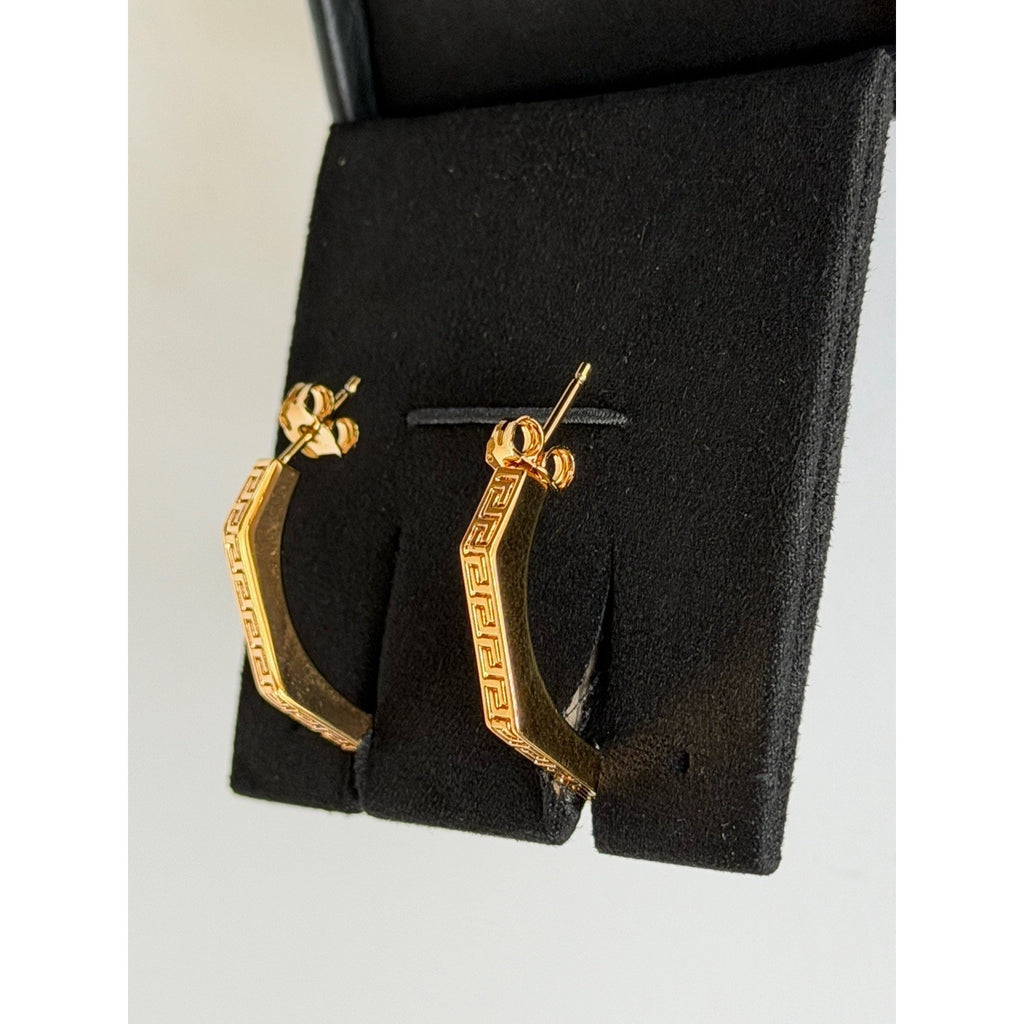 Versace Greca Bar Earrings Gold Greek Key 1019301 1A00620 3J000 NIB