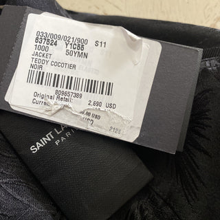 New $2690 Saint Laurent Zipped Raglan Jacket Coat Black 40 US ( 50 Eu ) Italy
