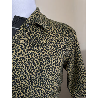 NWT $890 Saint Laurent Men Hawaii SL Print black leopard pattern Shirt Size L