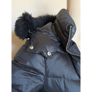 Escada Sport Women’s Black Down Puffer Jacket Fur Trim Hood 34 Eu (S) 5018537