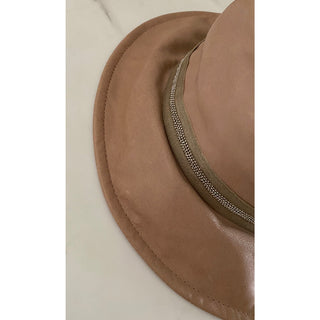 NWT Brunello Cucinelli Girl Leather Bucket Hat Brown Size 6