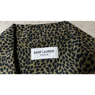 NWT $890 Saint Laurent Men Hawaii SL Print black leopard pattern Shirt Size M