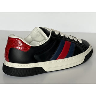 Gucci Ace Web Stripe Leather Sneakers Black Men’s 7.5 US (7 Gucci) 791394 NWT