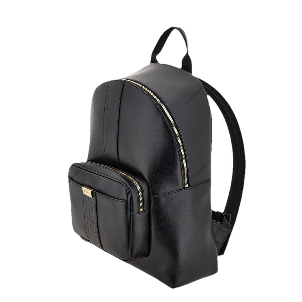 Versace Greca Embossed Leather Black Backpack Made in Italy 1020735NWT $1925