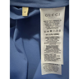 New $1800 Gucci Men’s Super Heavy Popeline Shirt Blue Size 52 Eu /XL