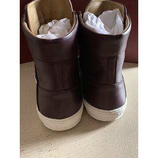 New $650 Bally Men Oldani Leather High-Top Sneakers Color Merlot 8 US Italy