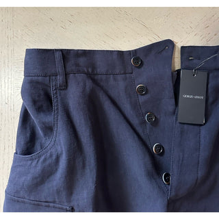 NWT $1195 Giorgio Armani Men Linen Short Pants Navy 58 Eu/42 US