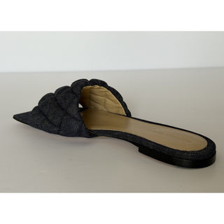 Bottega Veneta Indigo Denim Flat Sandals 8 US (38 Euro) 708906 Italy NWT $890