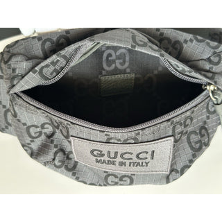 Gucci Maxi GG Logo Gray/Black Nylon Belt Bag 767934 IT NWOT