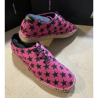 NIB Saint Laurent Women Star Print Espadrille Shoes Red/Black 7.5 US/37.5 Eu