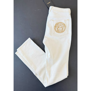 Versace Women's Medusa Denim WhiteJeans Size 25 US A89556S NWT $850