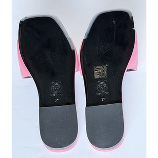Versace Icon Chain Leather Slide Sandals Strawberry Jam 7 US 37 Eu 1022706 NIB