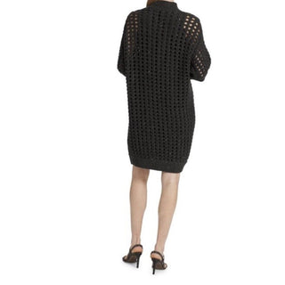 Brunello Cucinelli Cashmere Cable Knit Sweater Dress Charcoal Size S New $5395