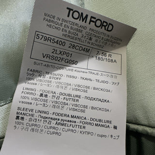NWT $5250 TOM FORD Men Double Breasted Suit Sage Green 46R US/56R Eu Switzerland