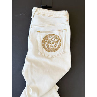 Versace Women's Medusa Denim WhiteJeans Size 25 US A89556S NWT $850