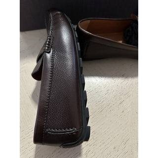 New Ermenegildo Zegna Leather Moccasin Driver Loafers DK Brown 10.5 US/43.5 Eu