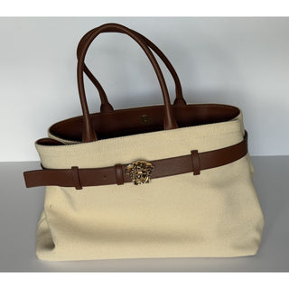 Versace Medusa Top Handle Large Tote Canvas/Leather Beige Bag 1022470 IT NWT