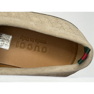 Gucci Mens GG Monogram Suede Loafers Shoes Oatmeal 10 US (9.5 Gucci) 831289 NIB