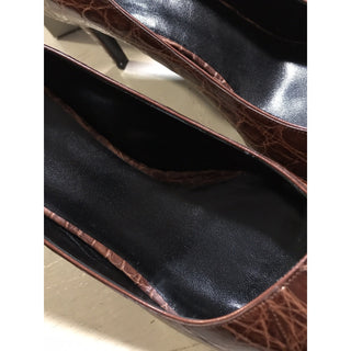 NIB $2995 Giorgio Armani Women Caiman Leather Shoes Burgundy 9 US ( 39 Eu )